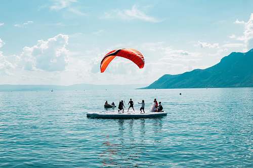 leisure activities people on inflatable gliding